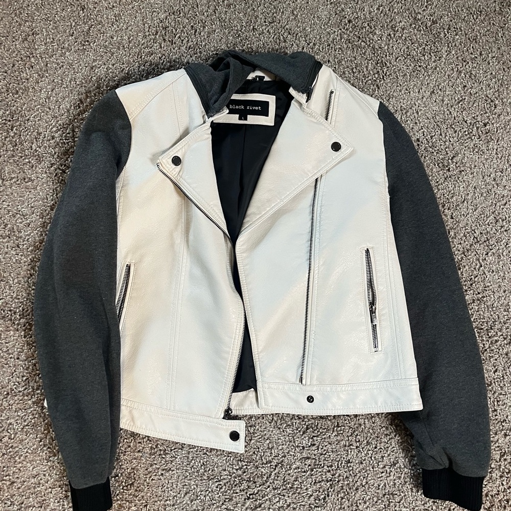 Black Rivet White and Black Jacket